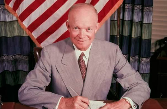 President Dwight Eisenhower signs The 1954 Greada Treaty with aliens
