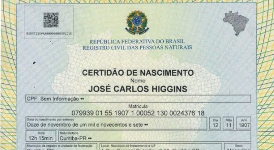 The Jose Higgins' birth Certificate