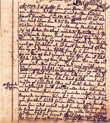 The handwritten register