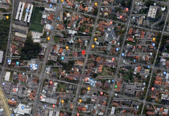 Map of the corner of Rosa Saporski street and Myltho Anselmo da Silva St in Curitiba, Brazil - Curitiba UFO Waves